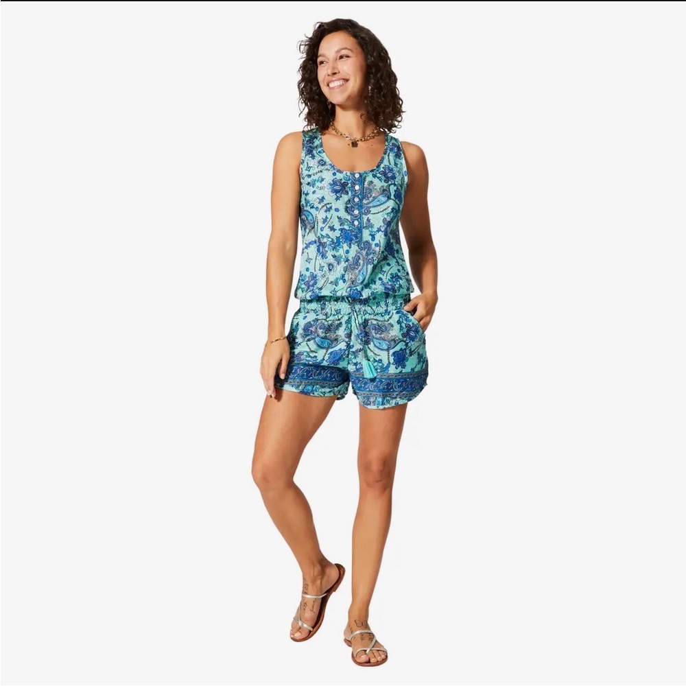 Elegant Blue Floral Swim Coverup